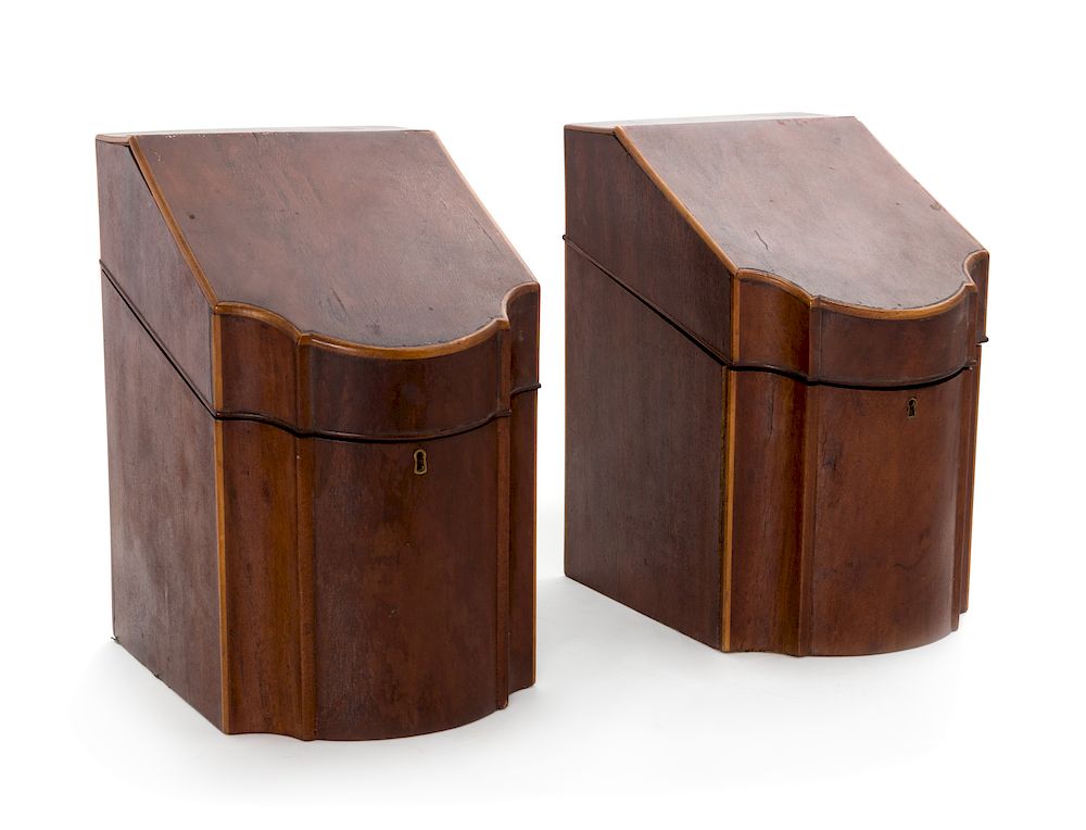 Appraisal: A Pair of George III Mahogany Knife Boxes A Pair