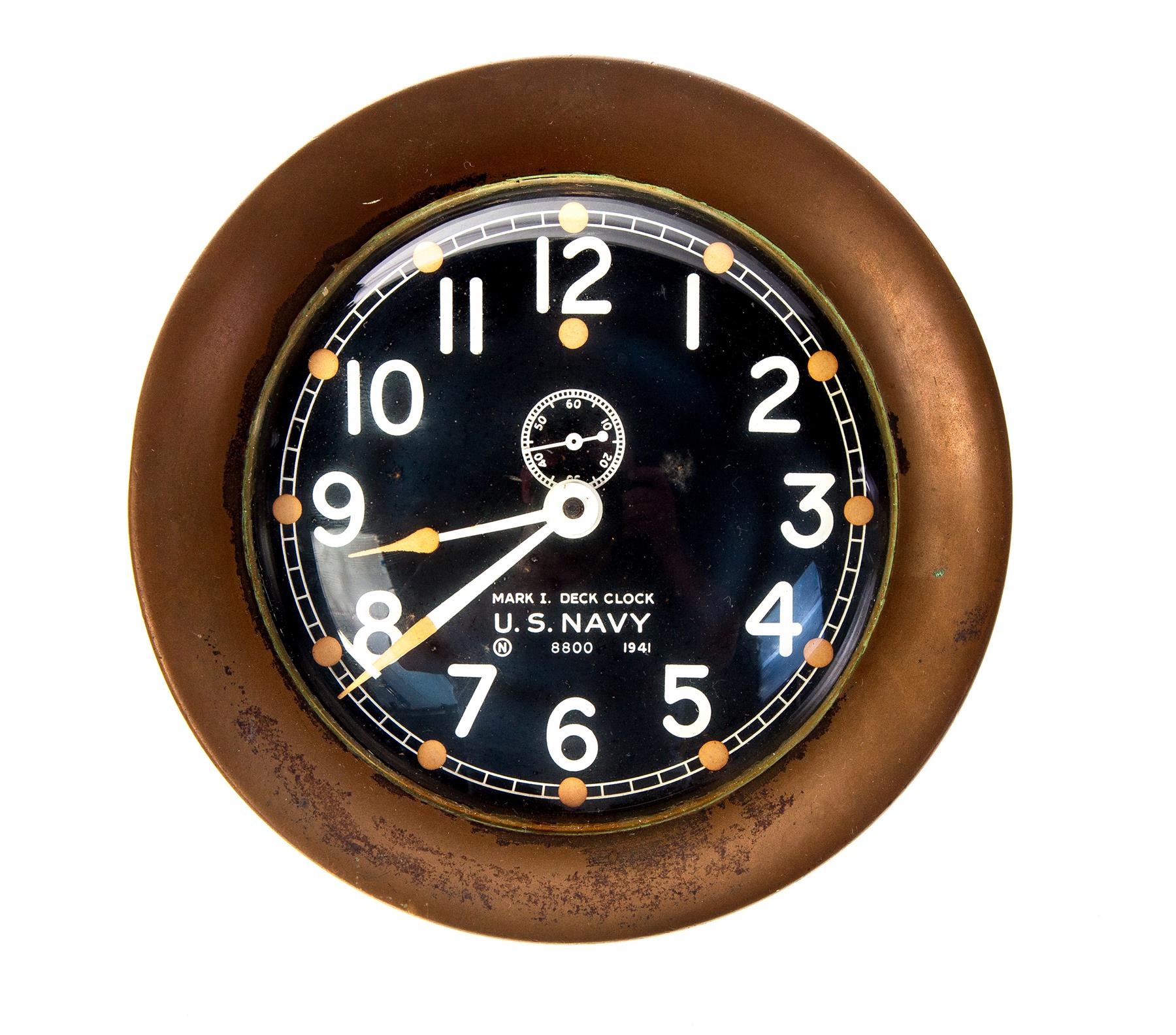 Appraisal: UNITED STATES NAVY DECK CLOCK Second quarter- th century Steel