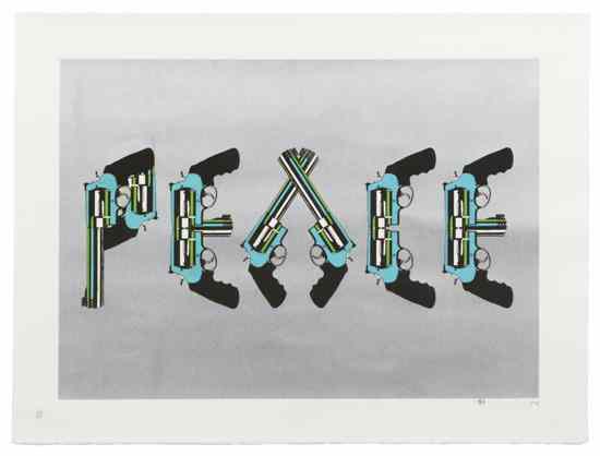 Appraisal: Paul Insect British b Peace Silver screenprint edition signed illegibly