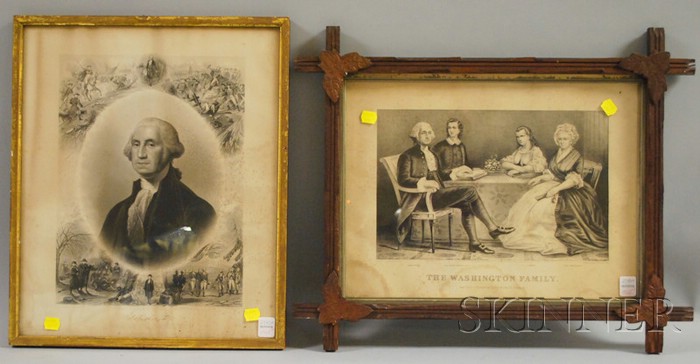 Appraisal: Two Framed Prints Depicting George Washington Currier Ives lithograph The