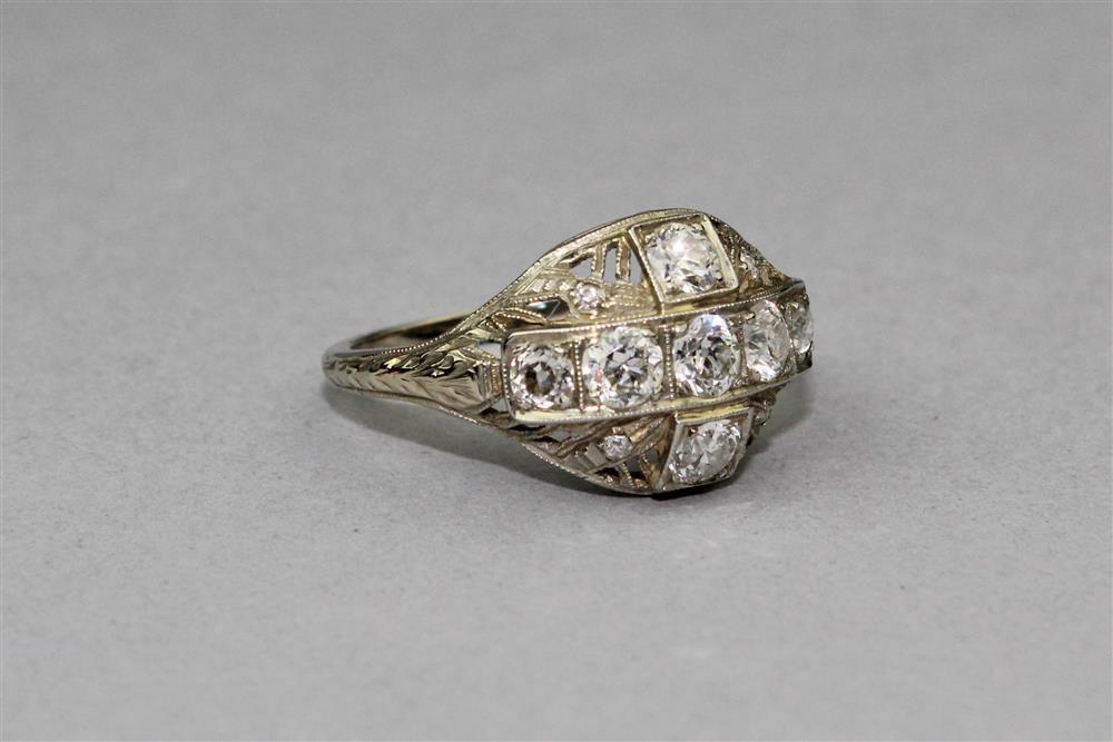 Appraisal: VINTAGE DIAMOND AND K WHITE GOLD FILIGREE RING the vintage