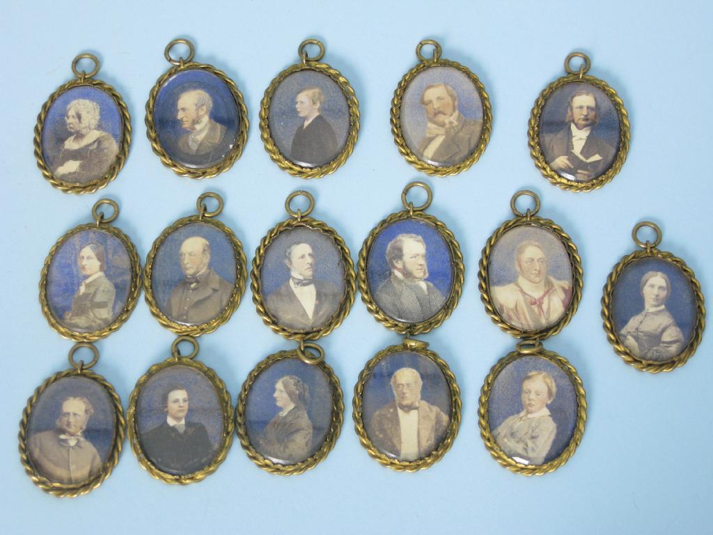 Appraisal: A collection of sixteen Miniature Portraits in gilt frames with