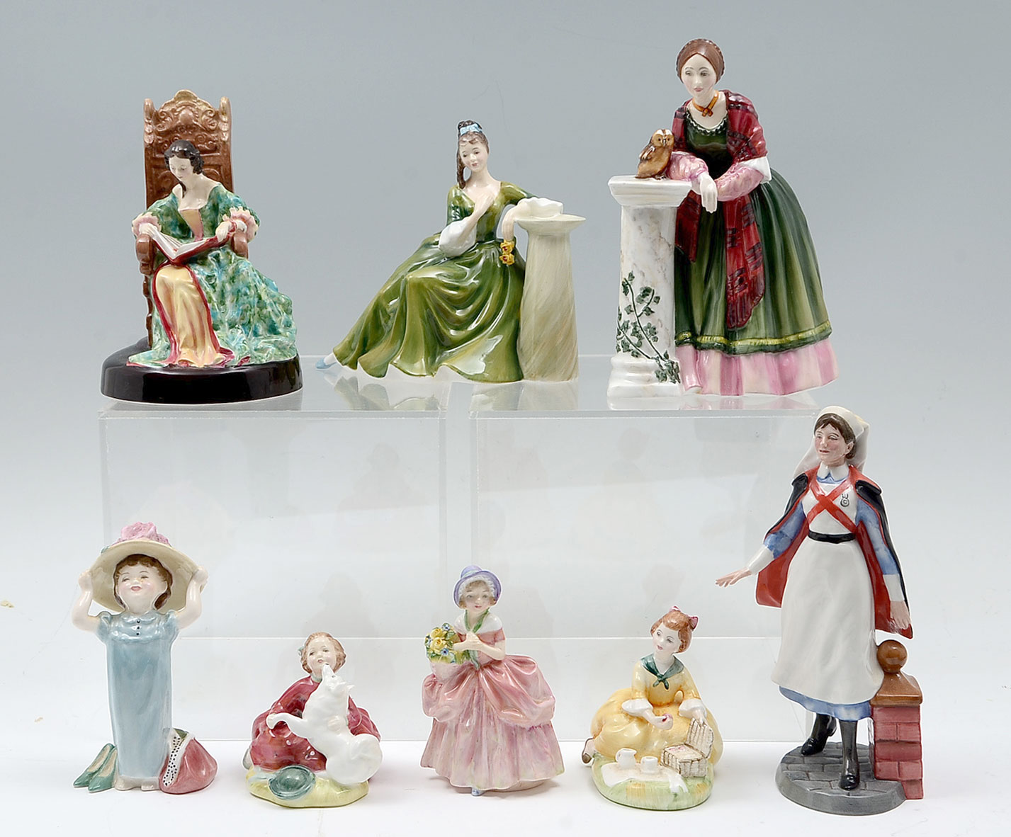 Appraisal: PC LOT ROYAL DOULTON FIGURES ''The Leisure Hour'' HN ''Secret