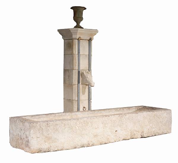 Appraisal: A Neoclassical style iron mounted stone equestrian fountain part th