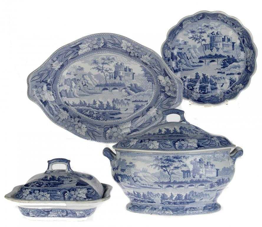 Appraisal: A MINTON BLUE PRINTED SEMI CHINA ITALIAN RUINS PATTERN SOUP