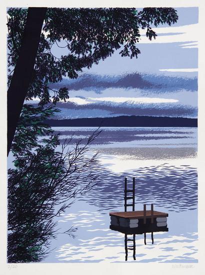 Appraisal: William WaitzmanLake Champlain Clearing Silkscreen printed in colors signed in