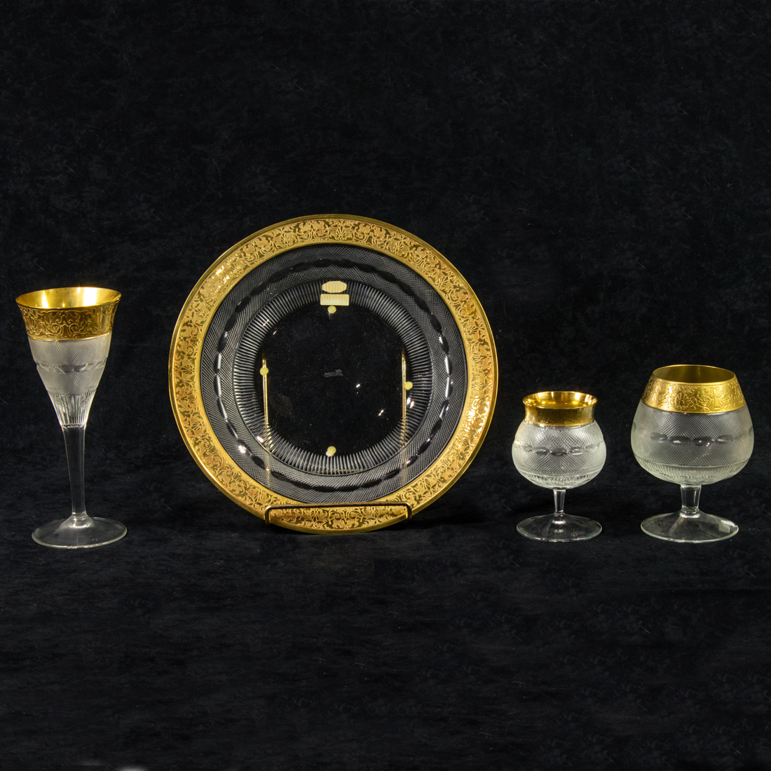 Appraisal: Lot of Moser cut glass and tooled gilt partial suite