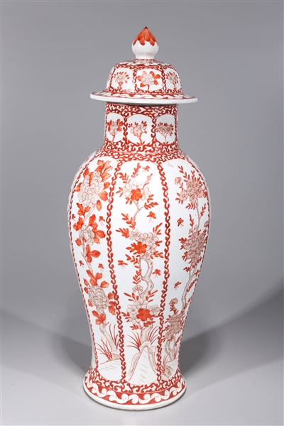 Appraisal: Tall Chinese enameled porcelain covered vase with allover floral designs