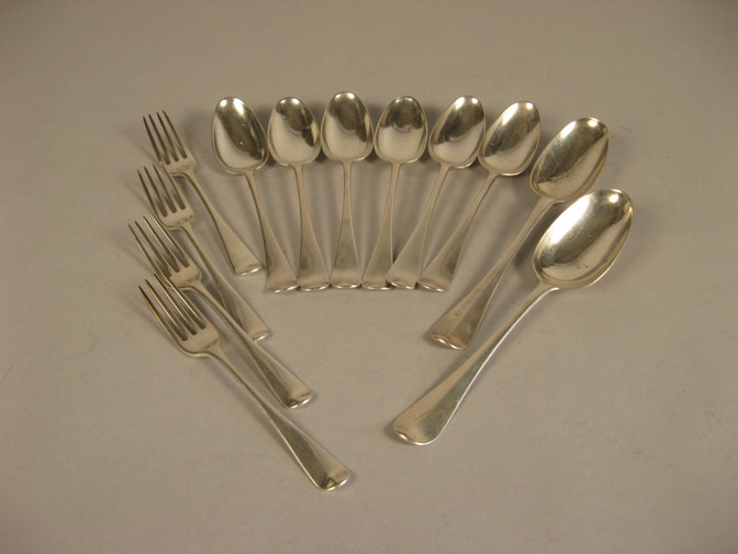 Appraisal: Assorted group of Georgian Hanoverian pattern sterling silver flatware various