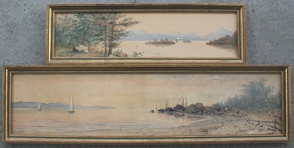 Appraisal: PHIPPS George American th C Panoramic Lakeside Watercolor paintings Serene