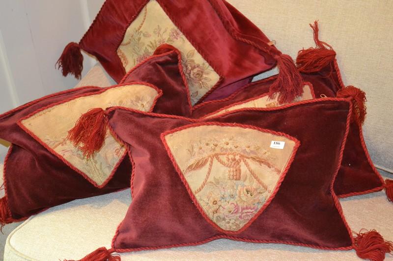 Appraisal: GROUP OF VINTAGE VELVET AND TAPESTRY CUSHION COVERS