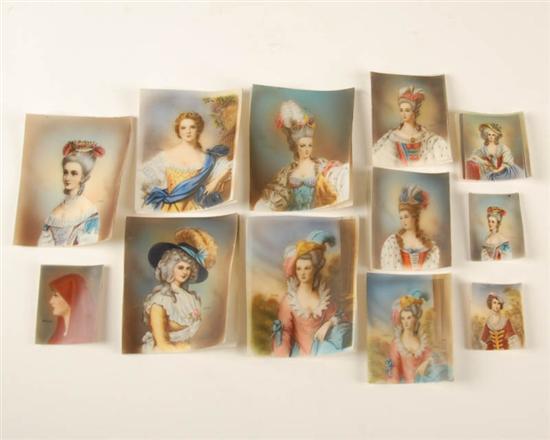 Appraisal: A Lot of Twelve Unframed Portrait Miniatures L th E