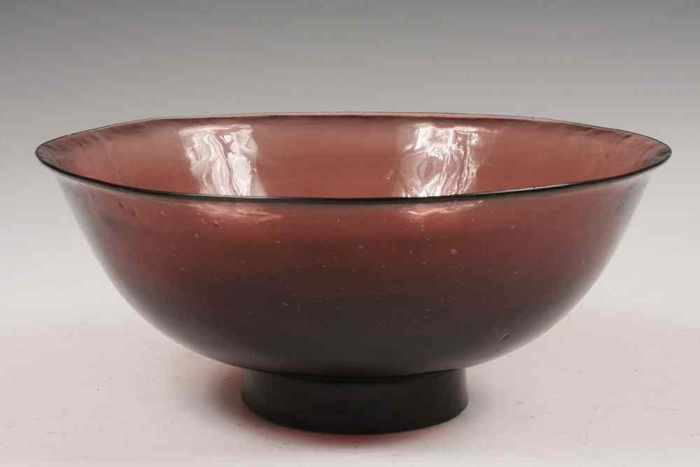 Appraisal: CHINESE GLASS BOWL - Qianlong Period Peking Glass Amethyst Bowl