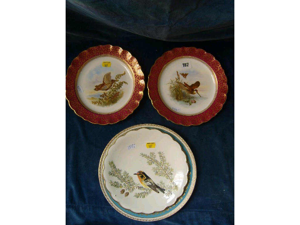 Appraisal: Two Worcester dessert plates with hand painted detail showing game