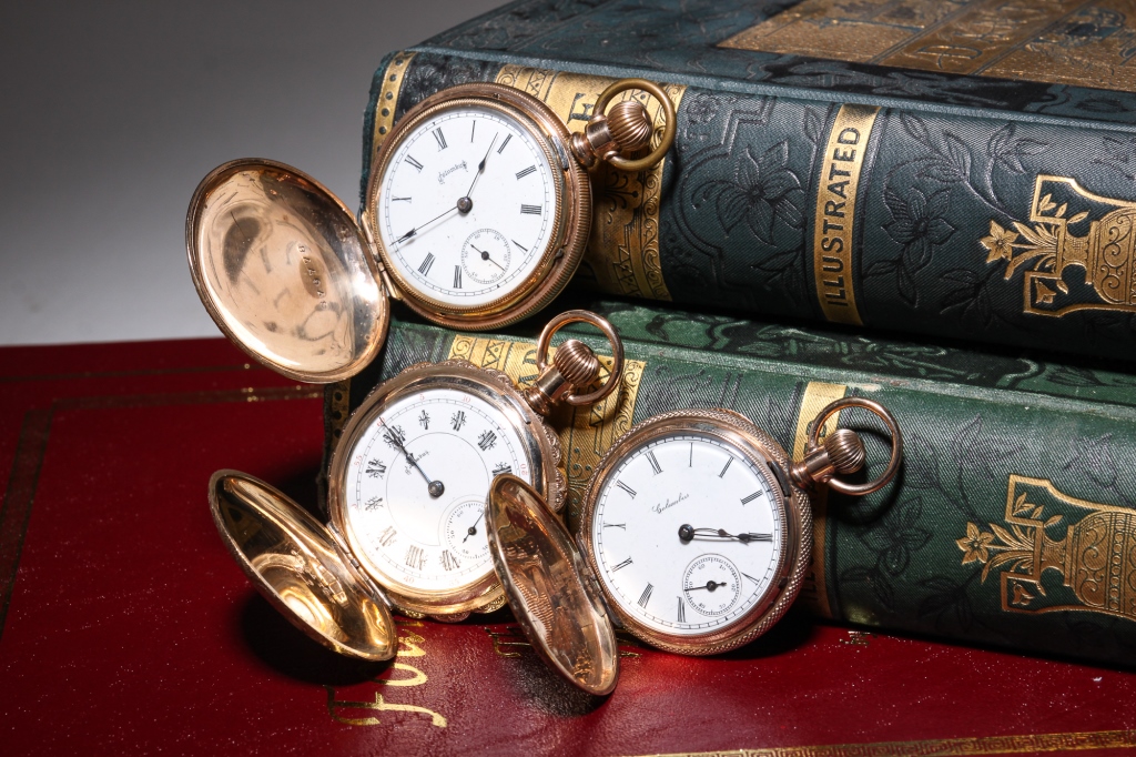 Appraisal: THREE GOLD FILLED LADIES POCKET WATCHES American late th century