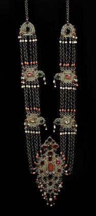 Appraisal: Islamic Tribal Silver Glass and Stone Necklace