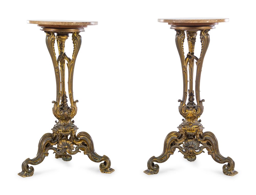 Appraisal: A Pair of Louis XV Style Gilt Bronze Pedestals A