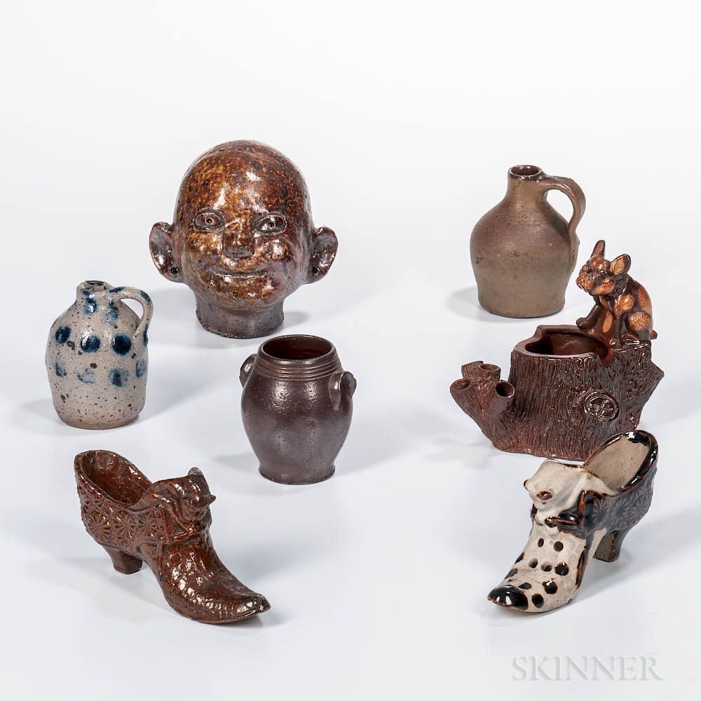 Appraisal: Seven Small Stoneware Items Seven Small Stoneware Items late th