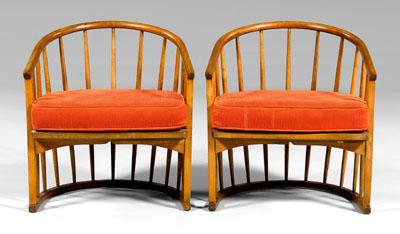 Appraisal: Pair mid-century modern chairs bentwood rail and foot by John