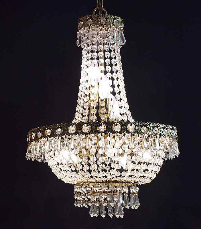 Appraisal: FRENCH EMPIRE STYLE BRASS AND CRYSTAL CHANDELIER '' h x