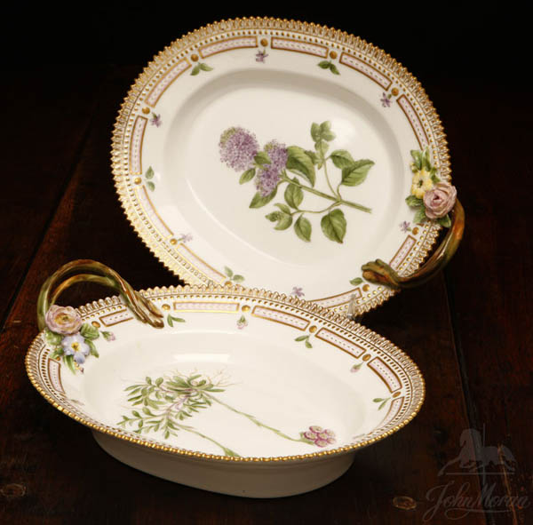 Appraisal: Pair Royal Copenhagen Flora Danica serving dishes Pair Royal Copenhagen