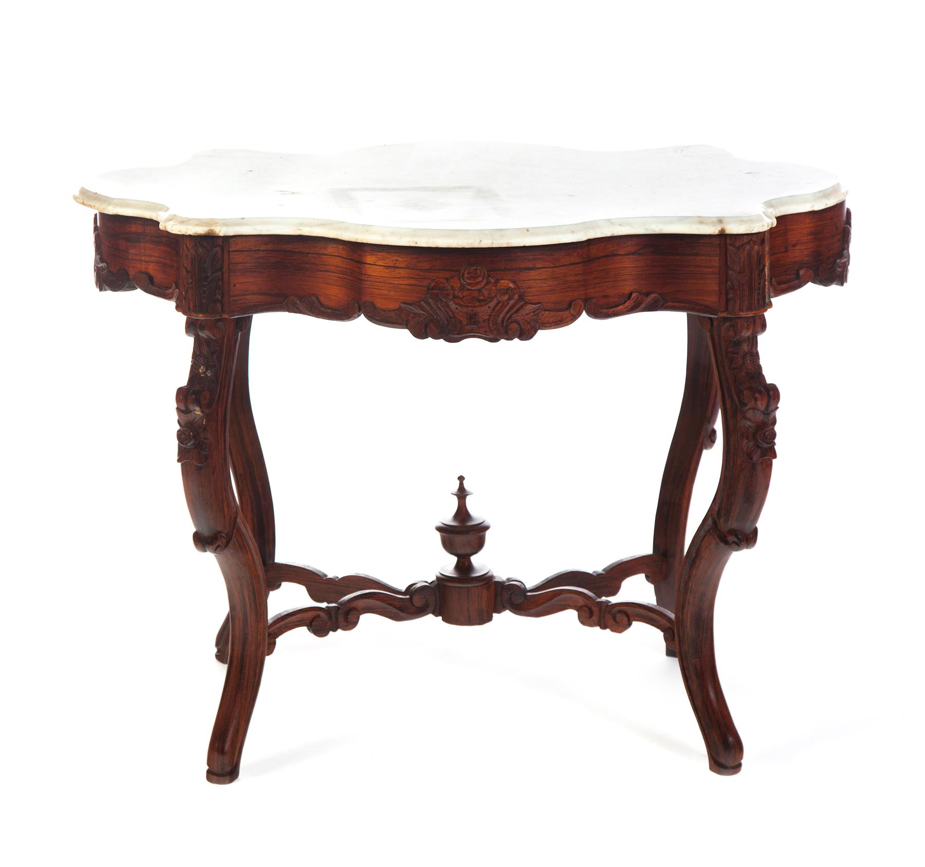 Appraisal: VICTORIAN MARBLE TURTLE-TOP PARLOR TABLE American rd quarter- th century