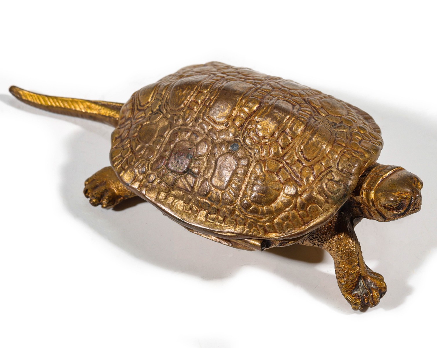 Appraisal: A BRASS TURTLE MATCH SAFE STRIKER C Initialed J B