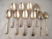 Appraisal: Ten various O E Georgian silver dessertspoons four by Eley