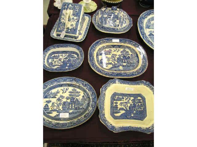 Appraisal: Pcs Blue Willow Ironstone cheese dish platters covered open servers