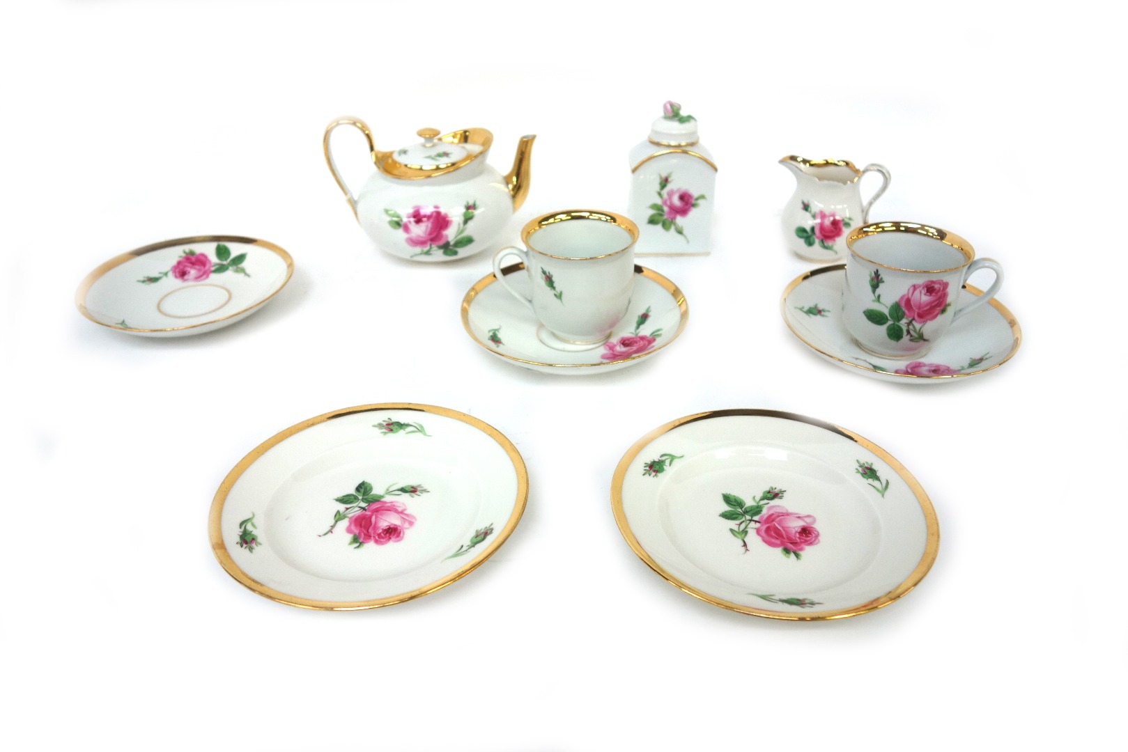 Appraisal: A Meissen porcelain part tea service th century painted with