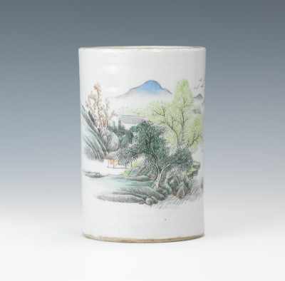 Appraisal: A Chinese Porcelain Brush Pot Cylindrical porcelain brush pot with