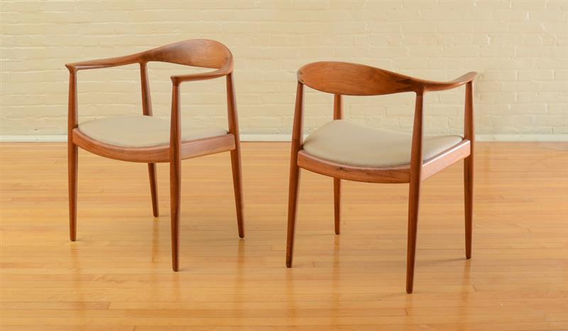 Appraisal: PAIR OF WALNUT ARMCHAIRS HANS WEGNER THE CHAIR BRANDED YOHANNES