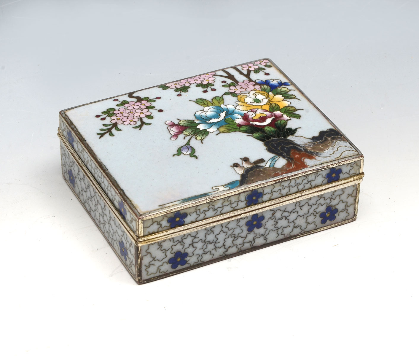 Appraisal: JAPANESE CLOISONNE INABA BOX Japanese cloisonne Inaba box having a