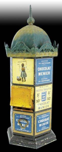 Appraisal: Chocolat Menier Vending Mechanical Bank Description Tin L Revon Co