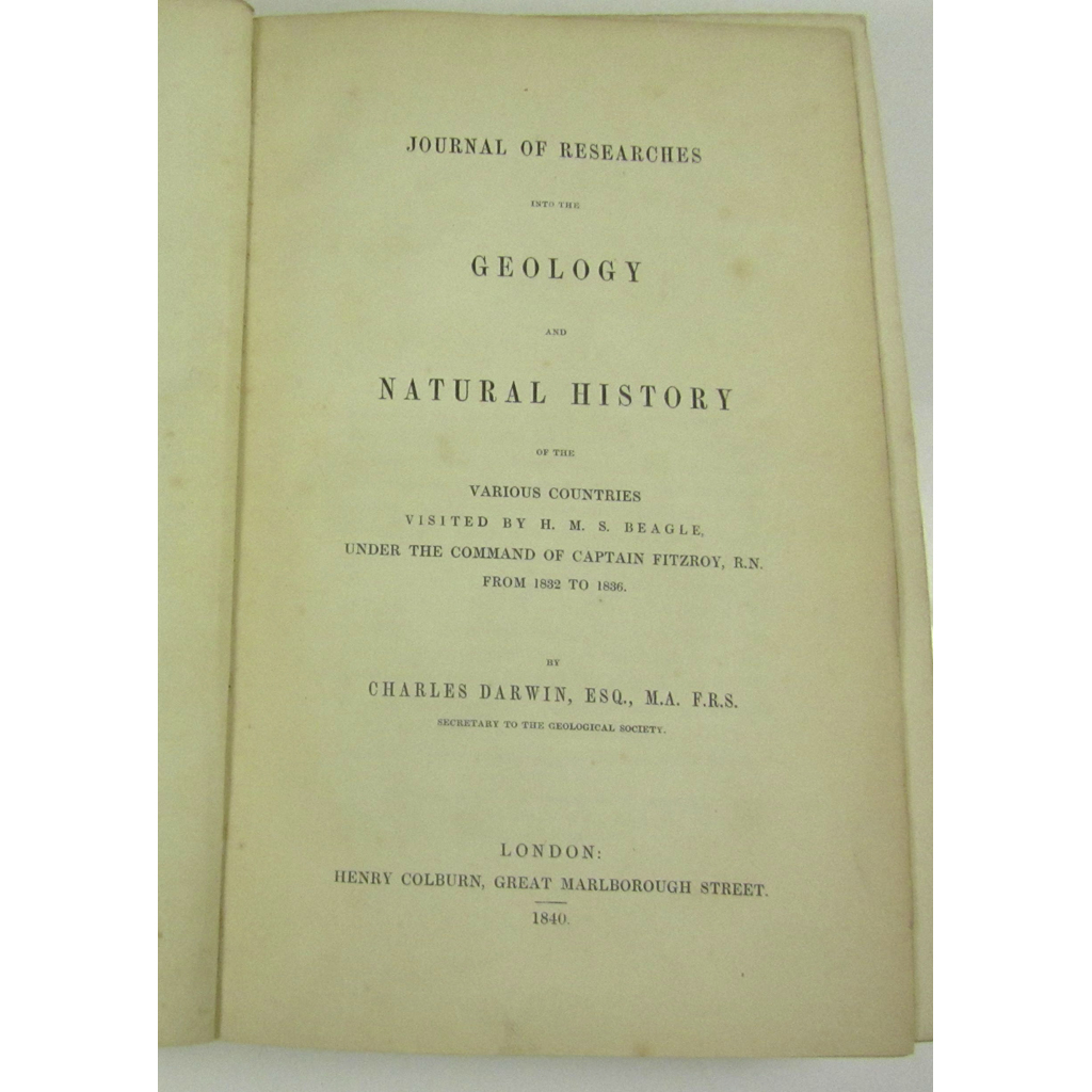 Appraisal: Darwin Charles Journal of Researches into the Geology and Natural