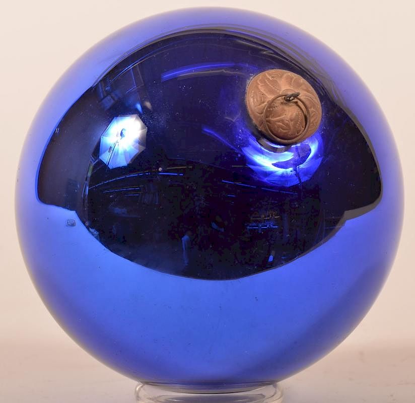 Appraisal: Cobalt Blue Glass Ball Form German Kugel Antique Cobalt Blue