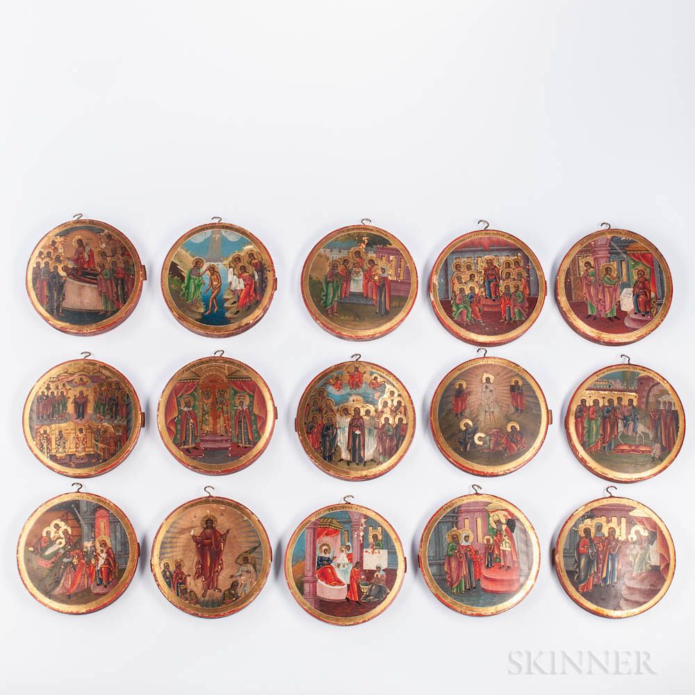 Appraisal: Fifteen Russian Feast Day Icons Fifteen Russian Feast Day Icons