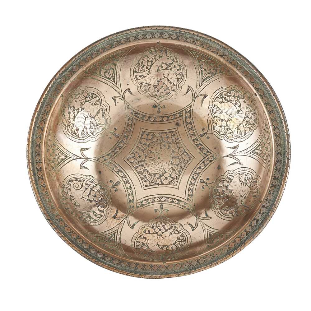 Appraisal: TWO MAMLUK STYLE TINNED COPPER DISHES EGYPT OR SYRIA TH