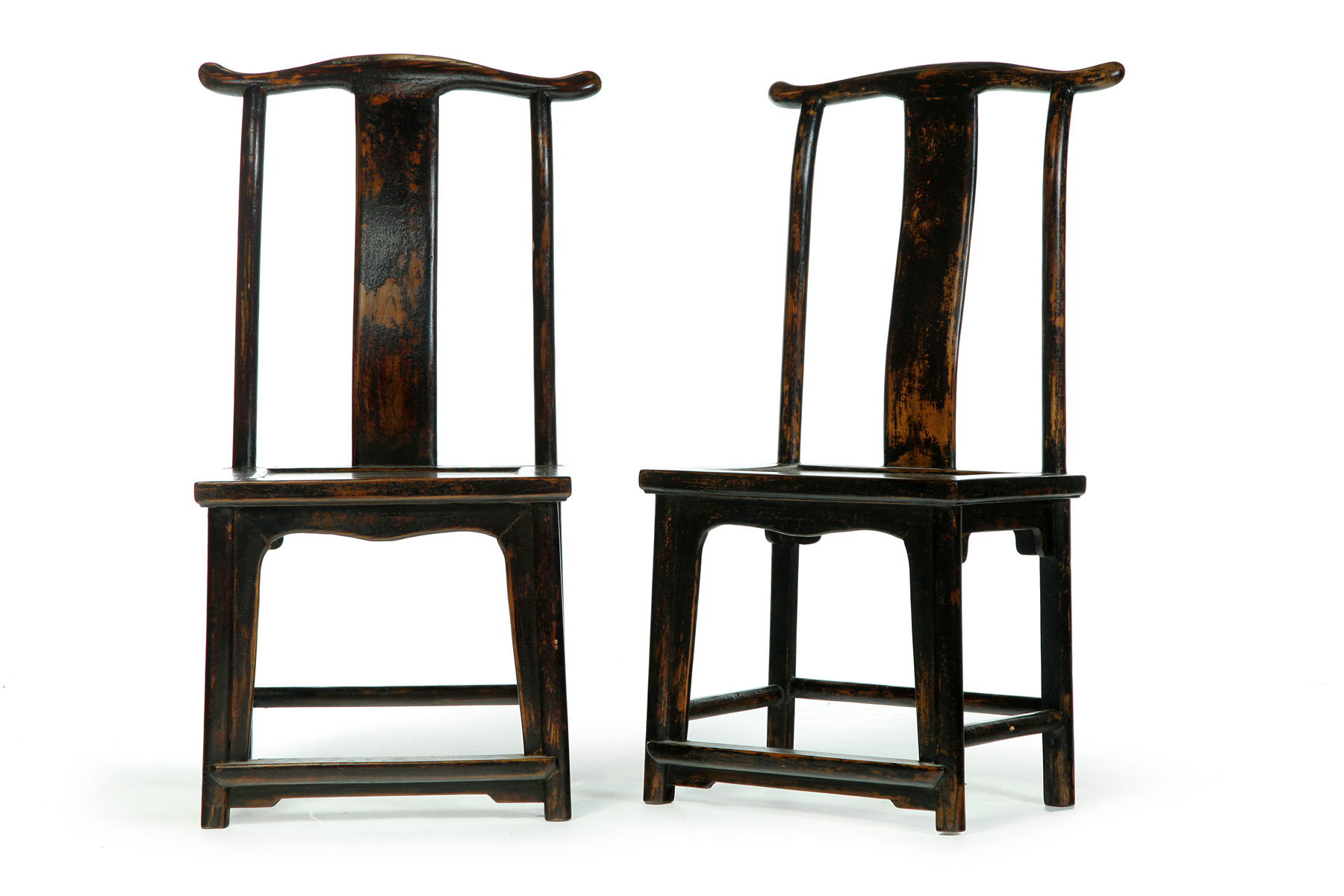 Appraisal: PAIR OF CHINESE SIDE CHAIRS Late th-early th century elm