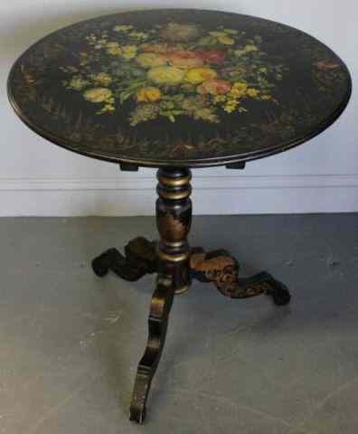 Appraisal: Victorian Stenciled and Painted Tilt Top Table From a Lincolndale