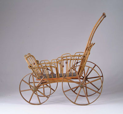 Appraisal: WICKER DOLL BUGGY Nice Victorian buggy has open wicker body