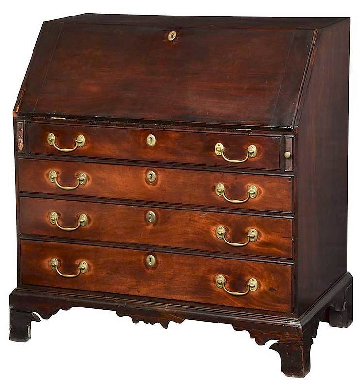 Appraisal: John Chipman Chippendale Mahogany Desk Salem Massachusetts circa s one