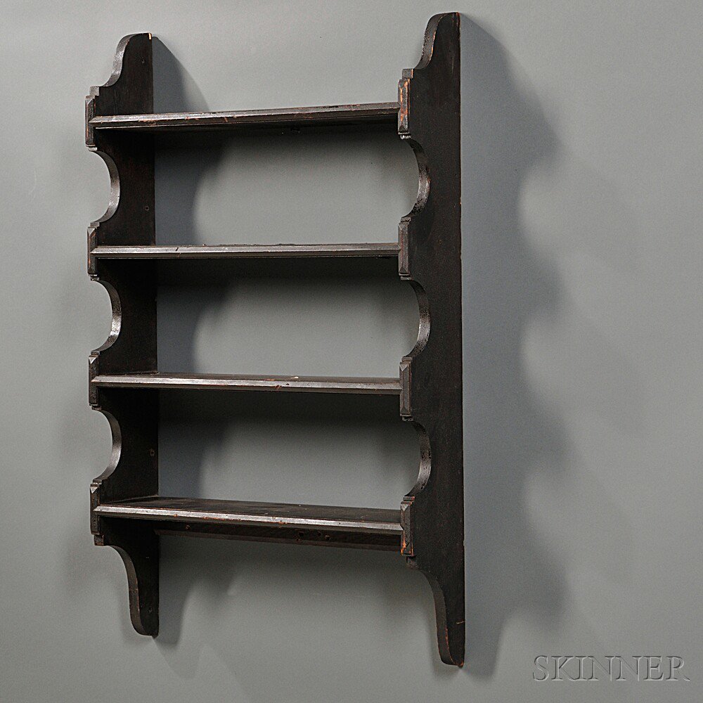 Appraisal: Brown-painted Wall Shelf New England th century the four shelves