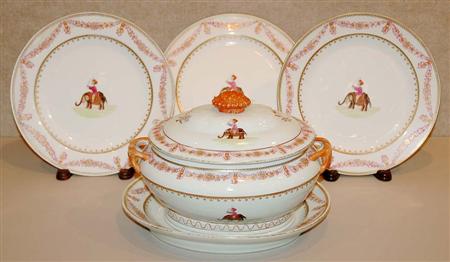 Appraisal: Chinese Export Style Porcelain Partial Dinner Service Together with Five