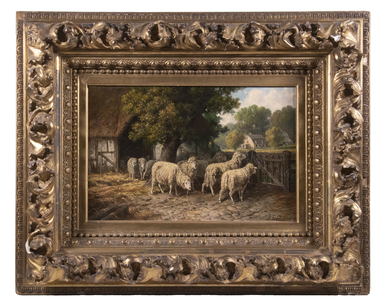 Appraisal: A EMIL PRINZ NY BORN Farm Scene with Sheep in