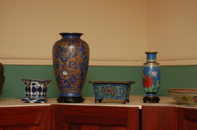 Appraisal: A COLLECTION OF ORIENTAL CERAMICS AND CLOISONN Nine pieces in