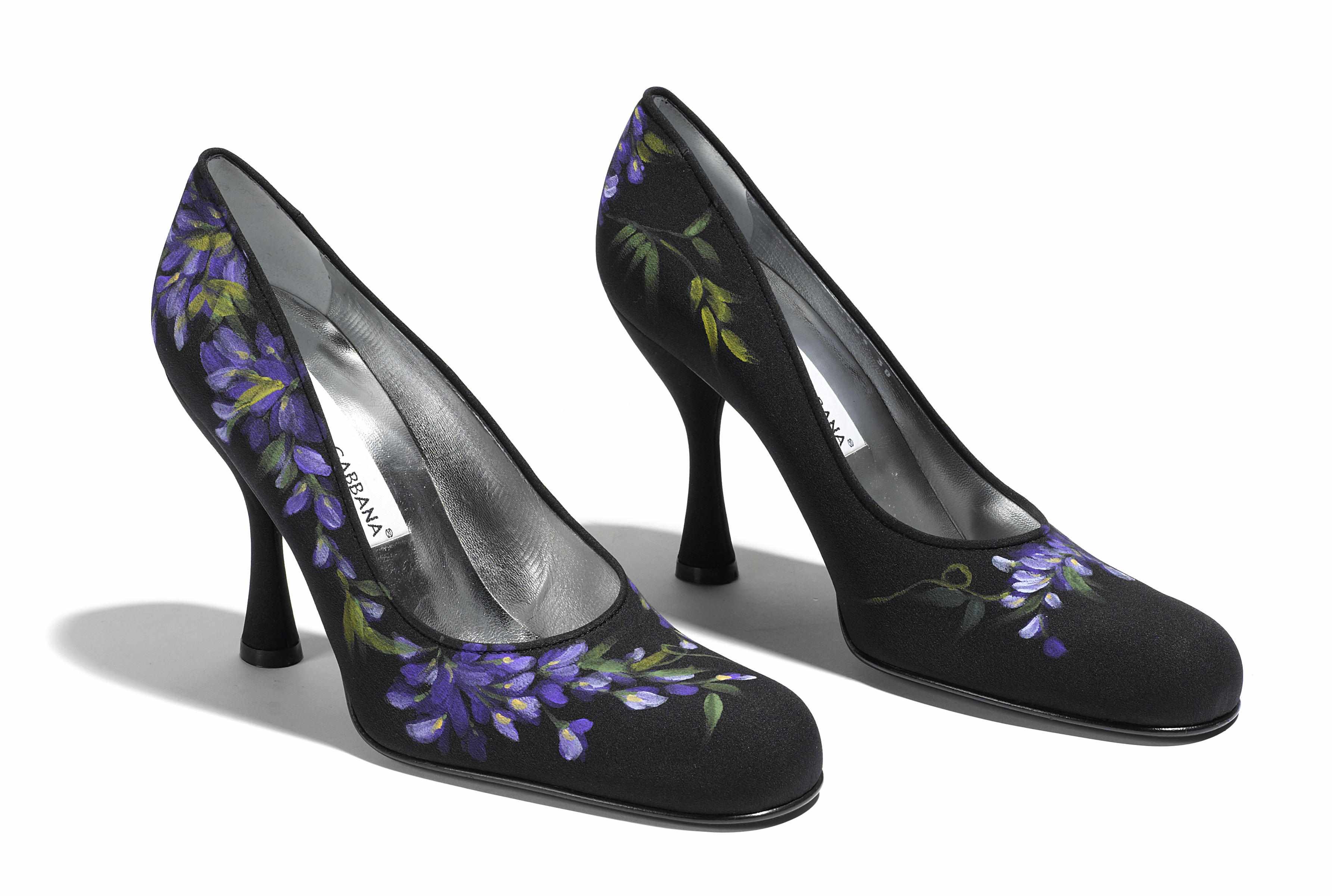 Appraisal: A pair of Dolce Gabbana hand painted black pumps size