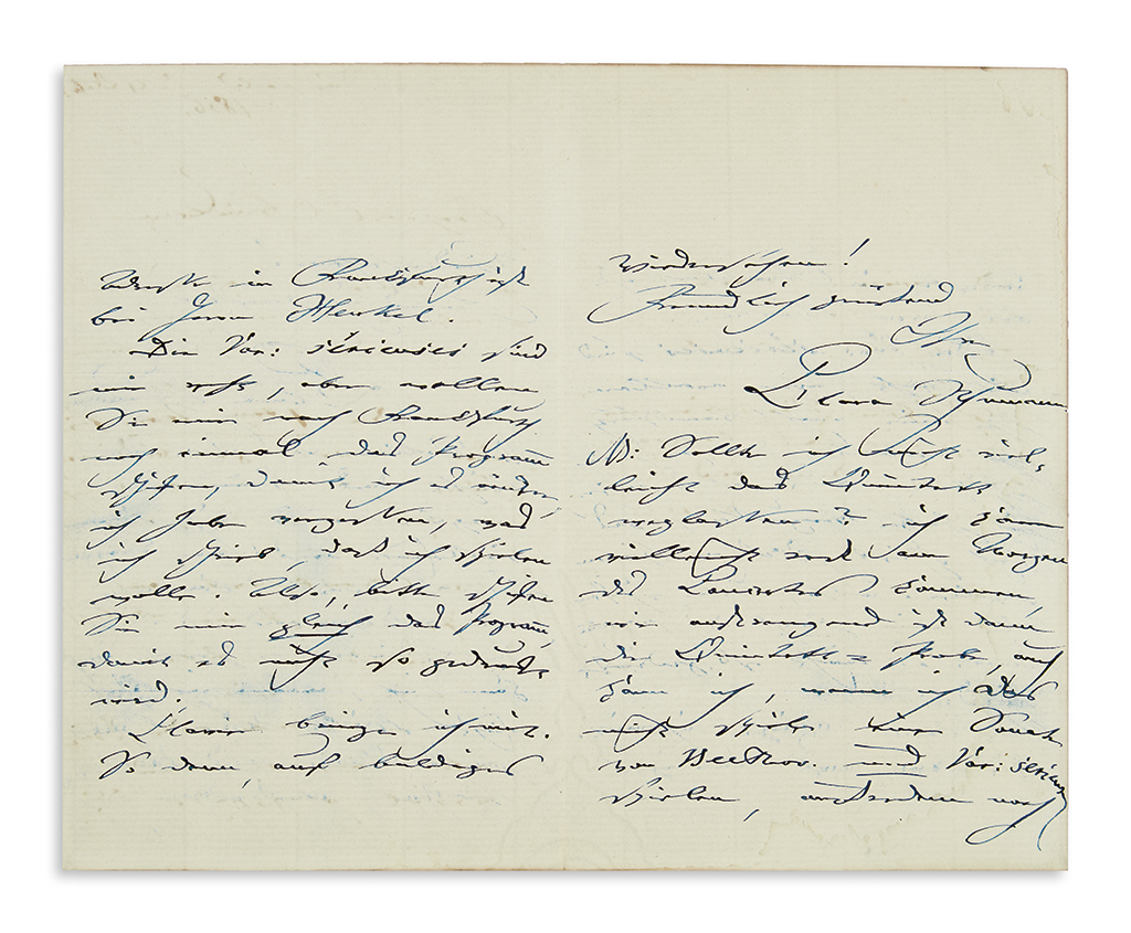 Appraisal: SCHUMANN CLARA Autograph Letter Signed to Esteemed Miss in German