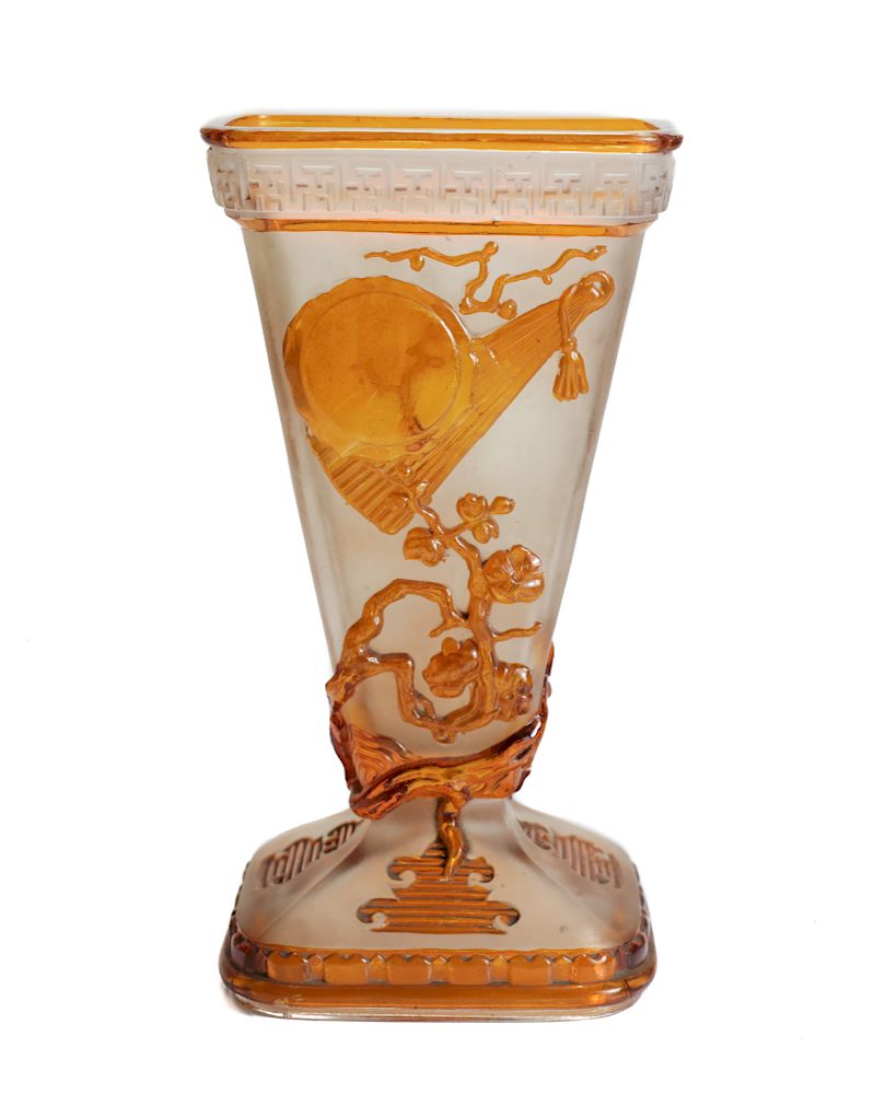 Appraisal: Baccarat Chinoiserie decorated Peking Glass Vase An unusual molded and