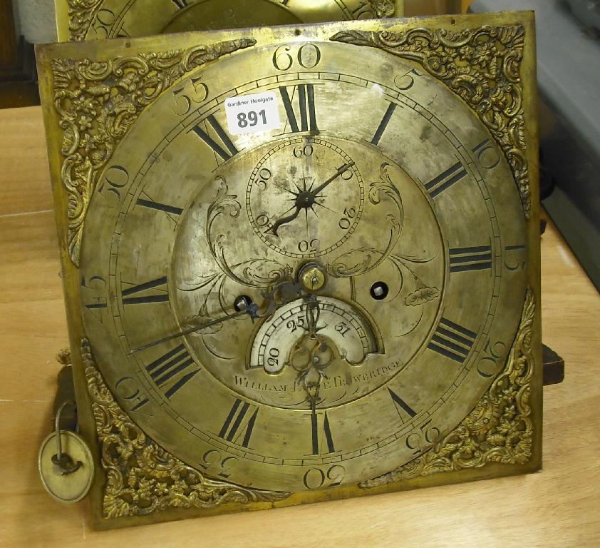 Appraisal: Eight day longcase clock movement the square brass dial signed